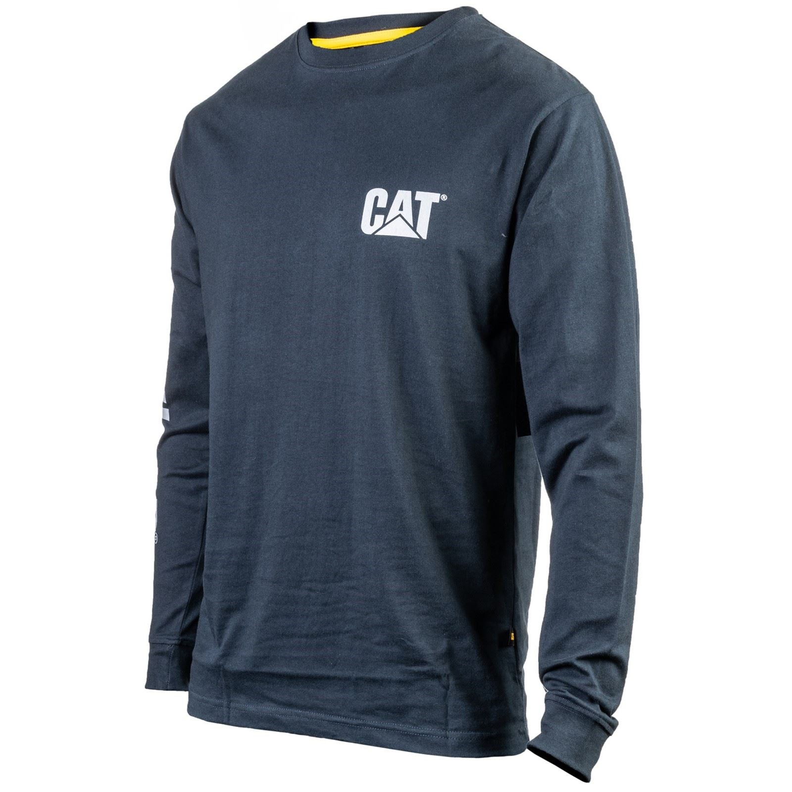 Caterpillar Trademark Banner Long Sleeve T-Shirt Pour Hommes En Coton Bleu