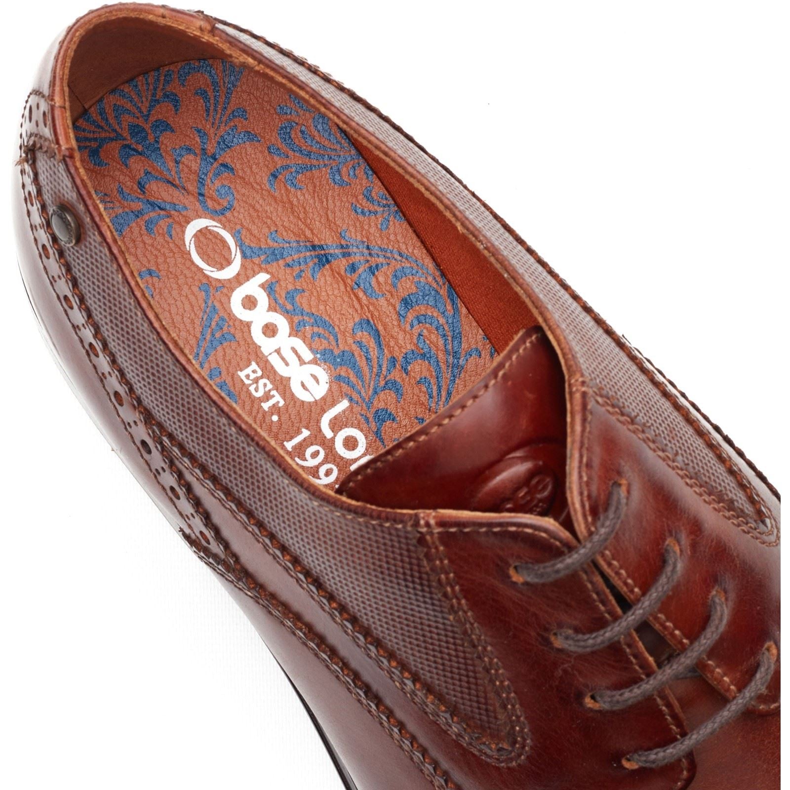 Base London Steeple Brogue Chaussures En Cuir Pour Hommes Brogues Brûlées Tan