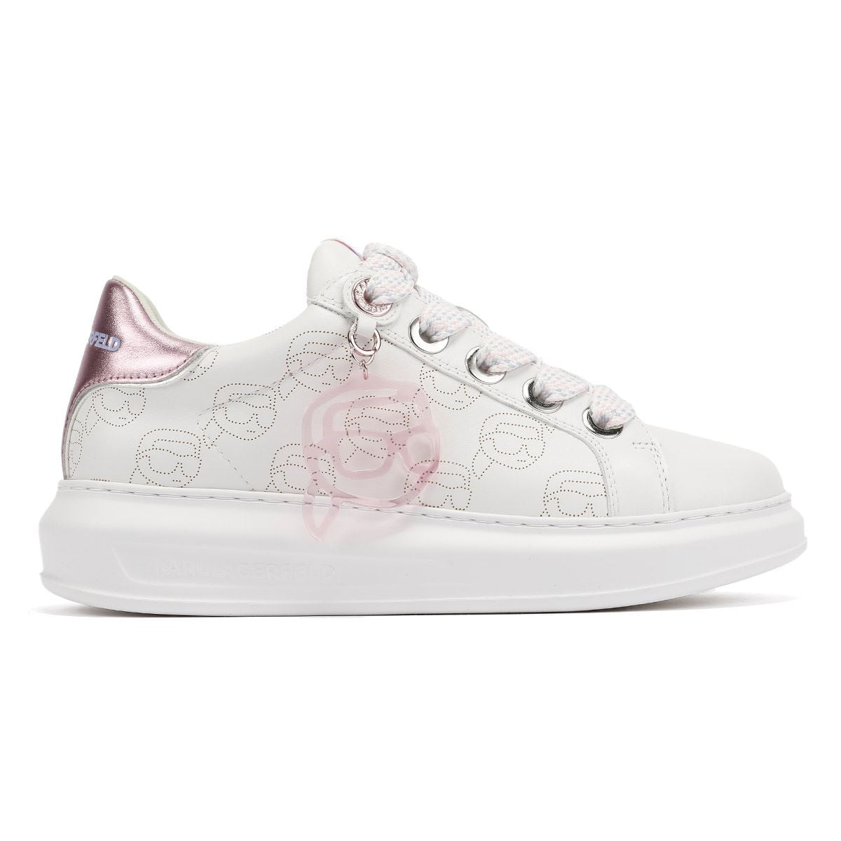 Karl Lagerfeld Kapri NFT Plexi Pendant Baskets Blanches En Cuir Pour Femmes