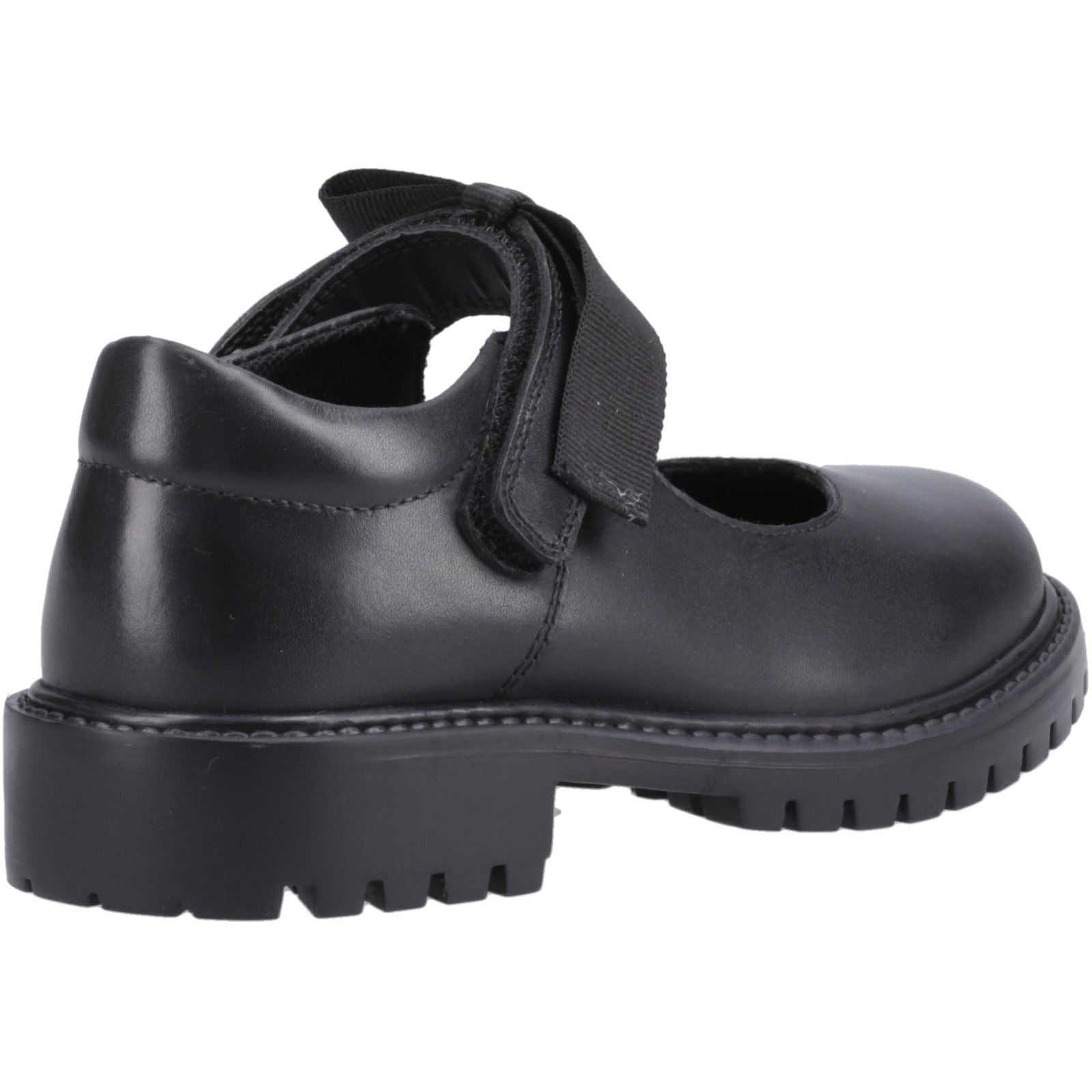 Hush Puppies Astrid Bow Chaussures Noires Pour Filles En Cuir