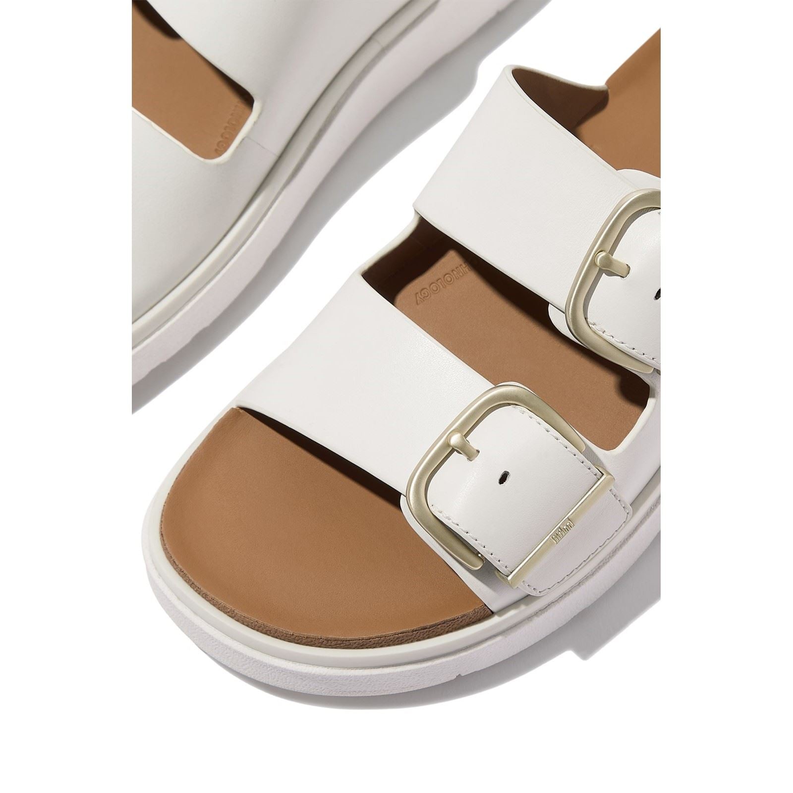 Fitflop Gen-FF Two-Bar Sandales Blanches Urbaines En Cuir Pour Femmes