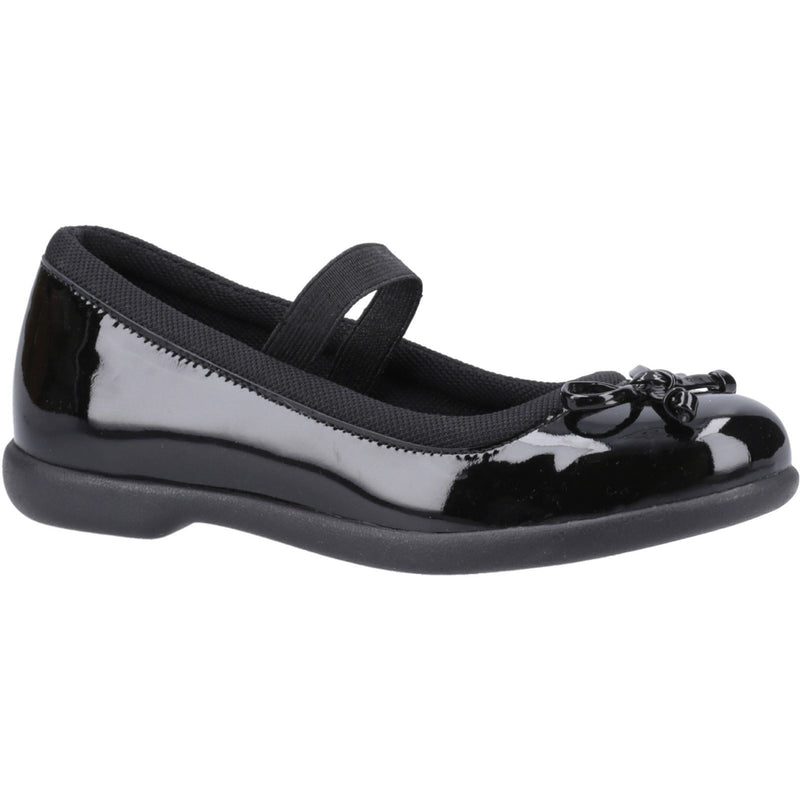 Hush Puppies Betty Patent Junior Chaussures Noires Pour Filles En Cuir