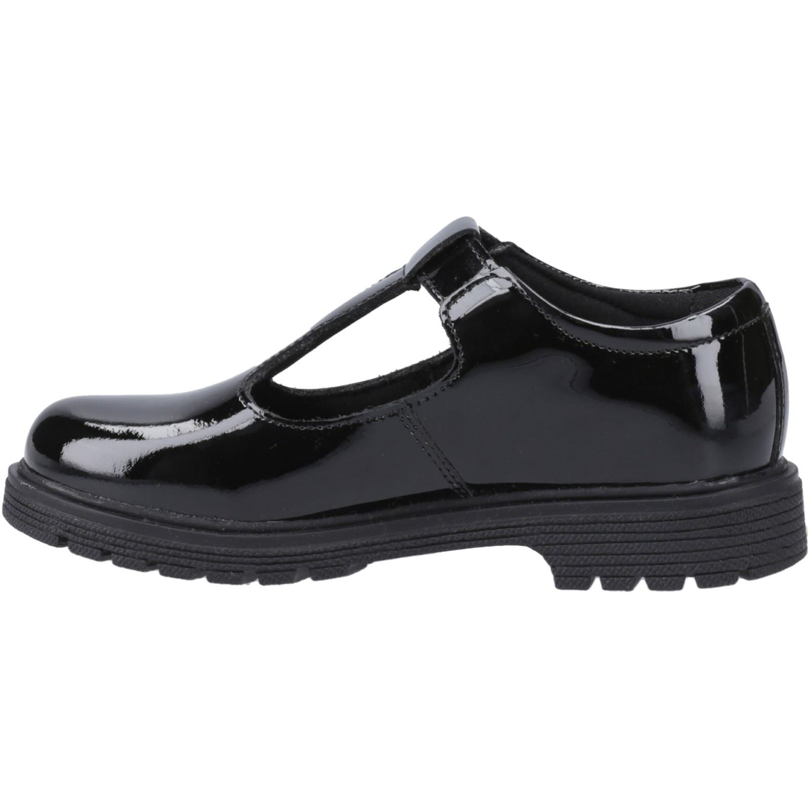 Hush Puppies Gracie Junior Patent Chaussures Noires En Cuir Verni Pour Filles