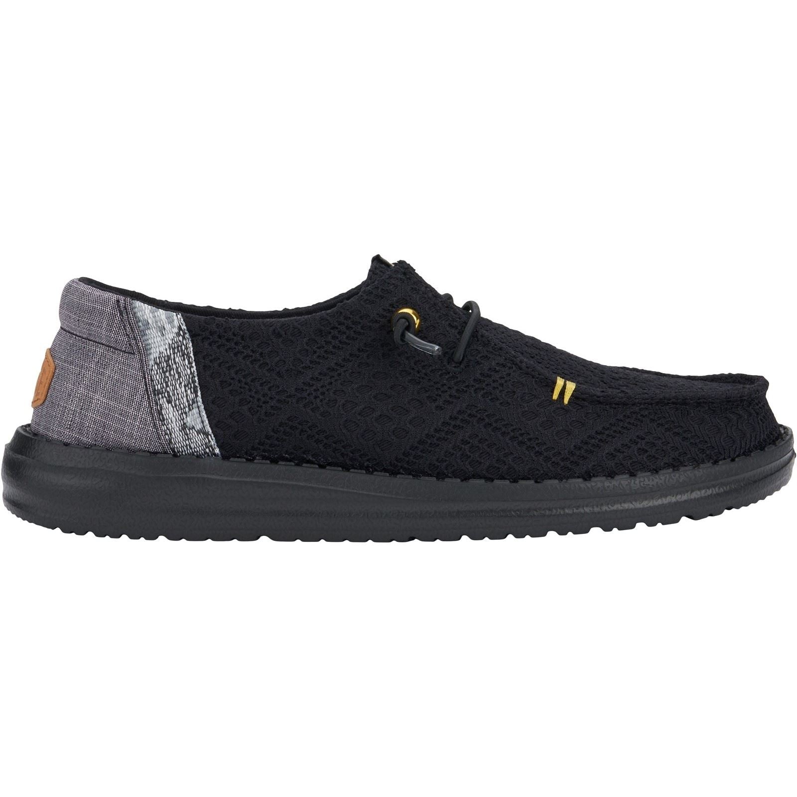 HEYDUDE Wendy Boho Crochet Mocassins Noirs En Polyester Pour Femmes