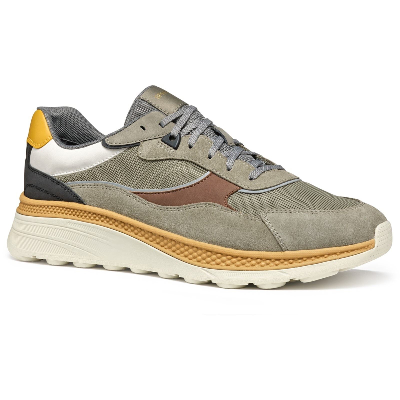 Geox U SPHERICA ACTIF X1 Sneakers Pour Homme En Mélange De Polyester Couleur Sauge/marron