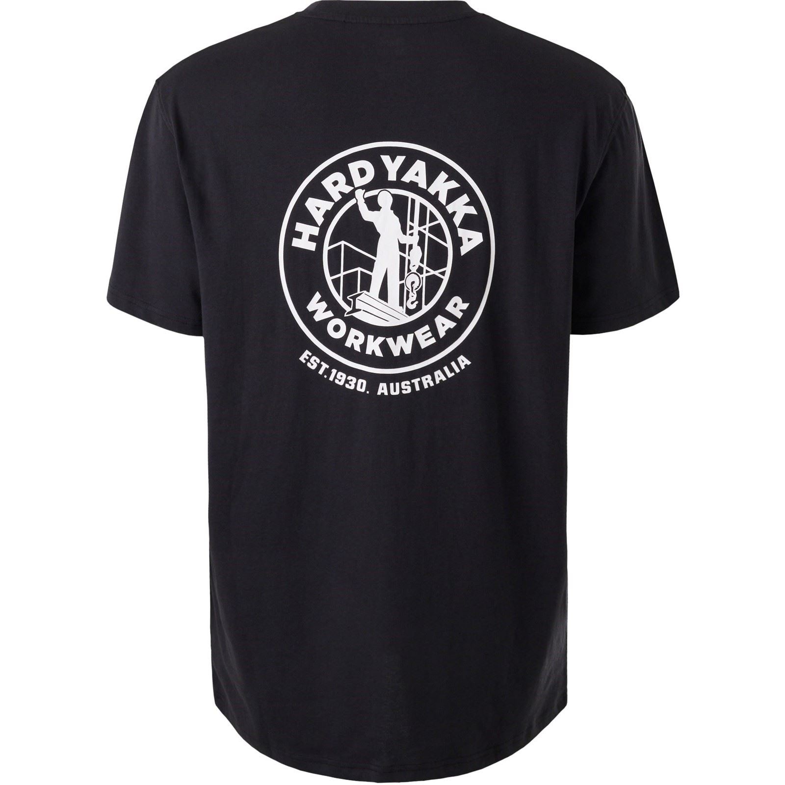 Hard Yakka Heritage Icon T-Shirts À Manches Courtes Noirs En Coton Pour Hommes