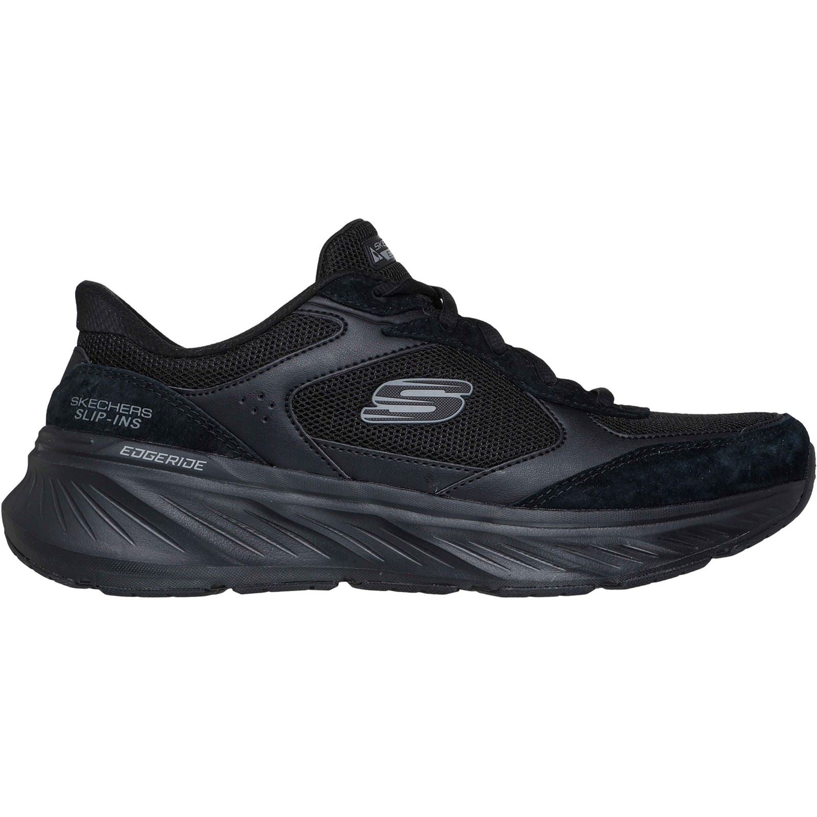 Skechers Edgeride Erlon Baskets Noires En Cuir Pour Hommes