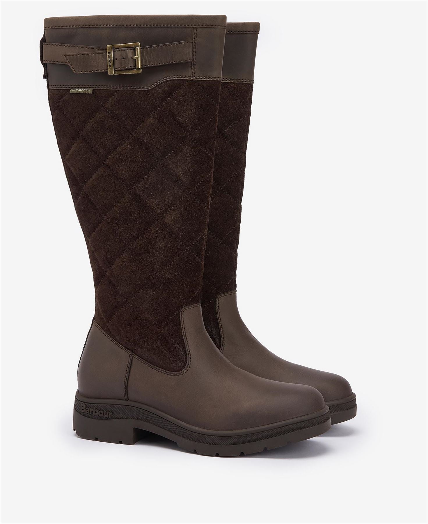 Barbour Oak Tall Bottes En Daim Marron Pour Femmes