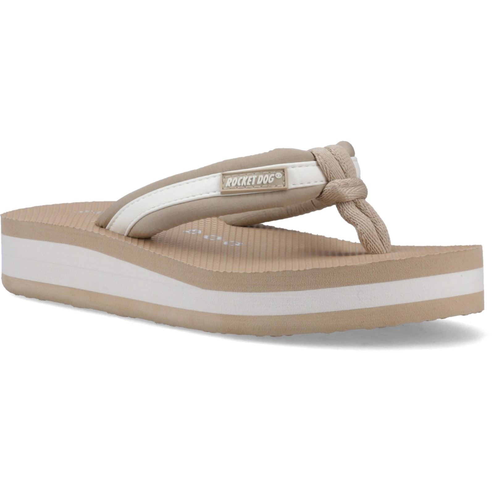 Rocket Dog Monica Nylon PU Tongs En Textile Pour Femmes Beige Clair / Blanc Cassé
