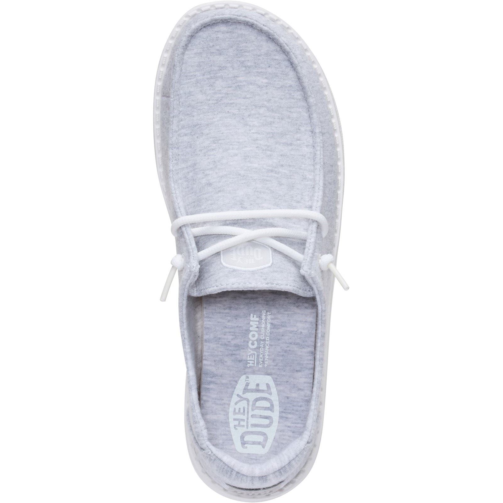 HEYDUDE Wendy Stretch Jersey Mocassins Femmes Gris Clair En Textile