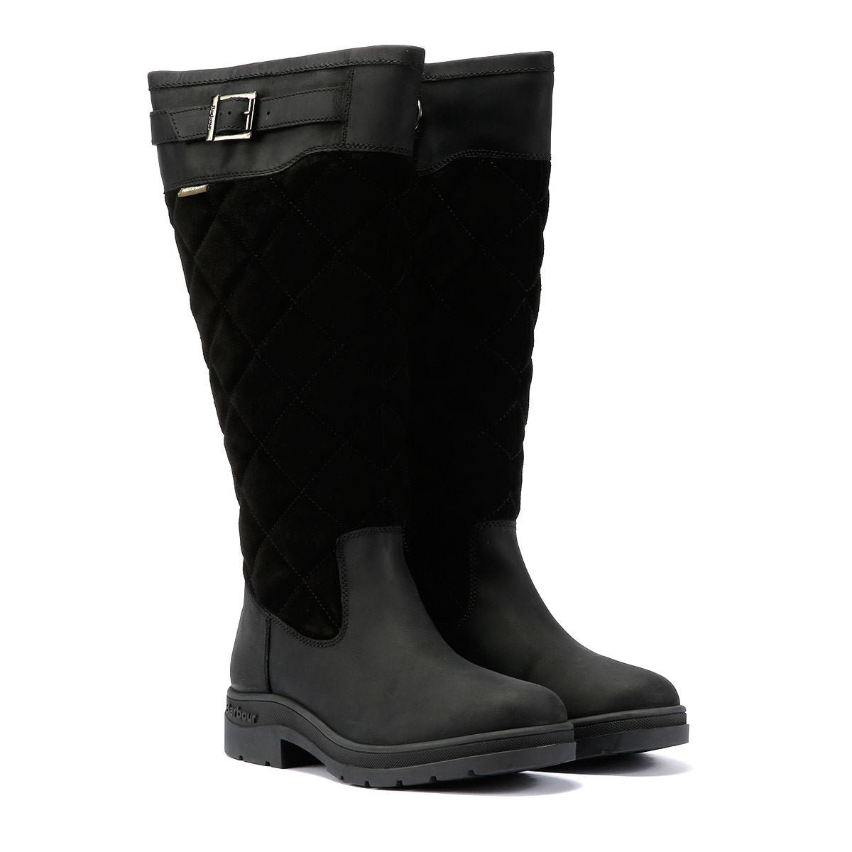 Barbour Oak Tall Bottes En Daim Noir Pour Femmes