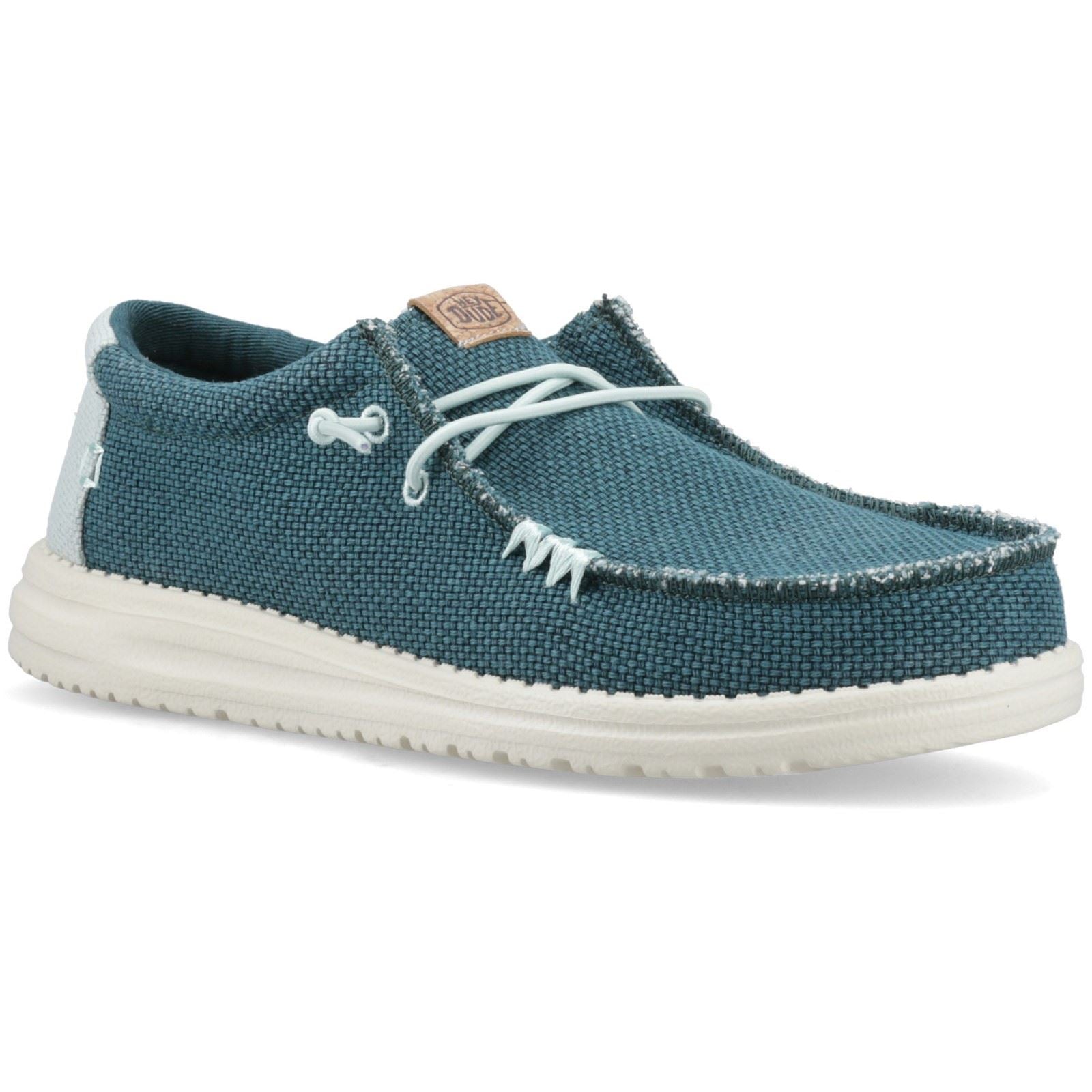 HEYDUDE Wally Braided Mocassins En Polyester Pour Hommes Vert Foncé/Gris Portuaire