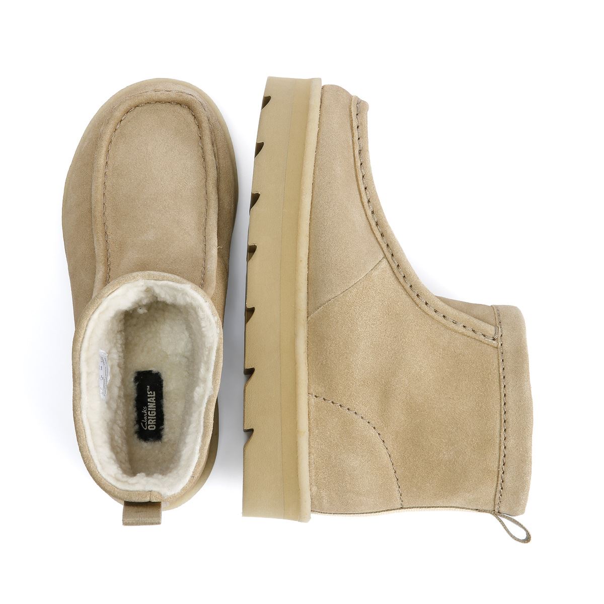 Clarks Originals Meare Rooey Bottes Beiges Pour Femmes En Suède