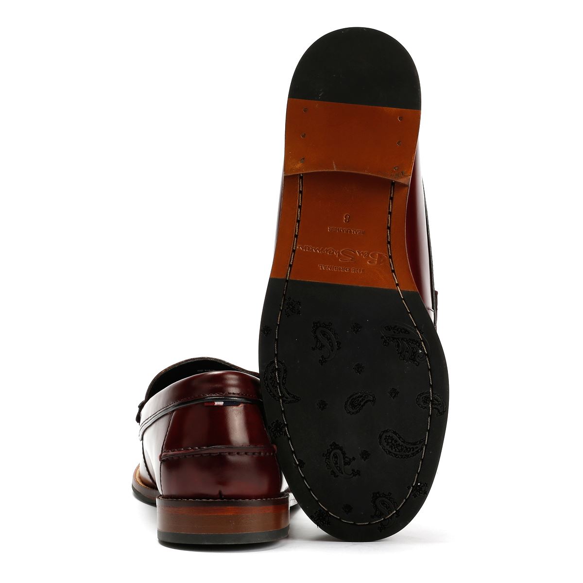 Ben Sherman Sid Mocassins Rouges En Cuir Pour Hommes