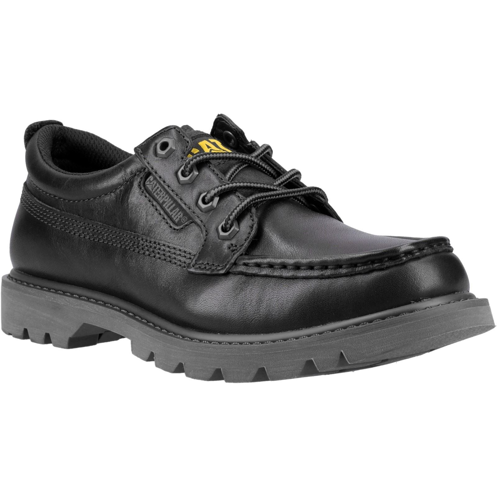Caterpillar Colorado Moc Toe Low Chaussures Noires En Cuir Pour Homme À Lacets