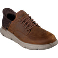 Skechers Garza Gervin Chaussures À Lacets Pour Homme En Cuir Marron Foncé