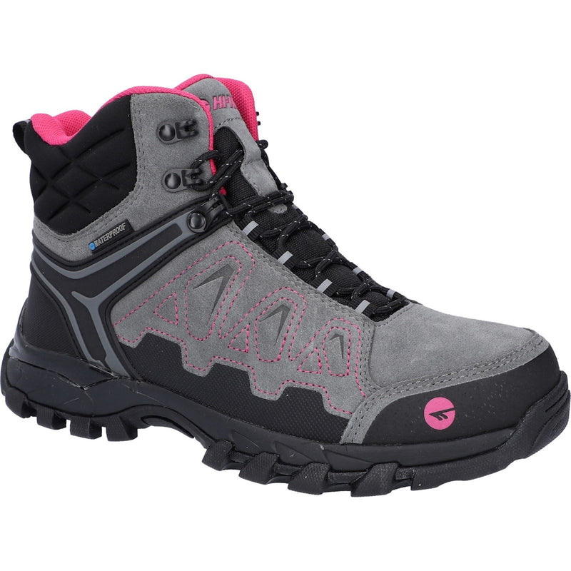 Hi-Tec V-Lite Explorer WP Bottes De Randonnée Pour Femmes En Daim De Vache Gris/fuchsia