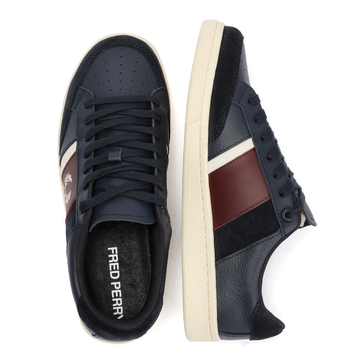 Fred Perry B725 Baskets En Cuir Pour Hommes Bleues