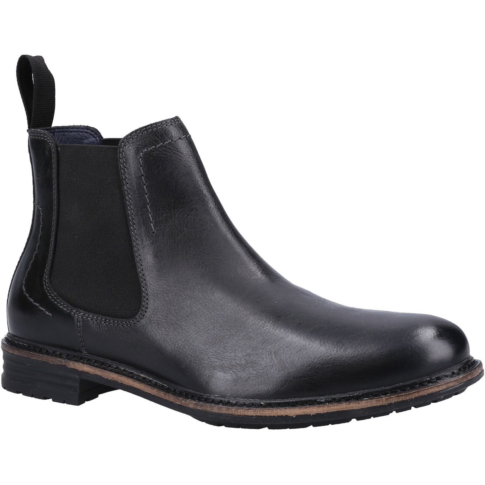 Hush Puppies Justin Chelsea Bottes Noires En Cuir Pour Hommes