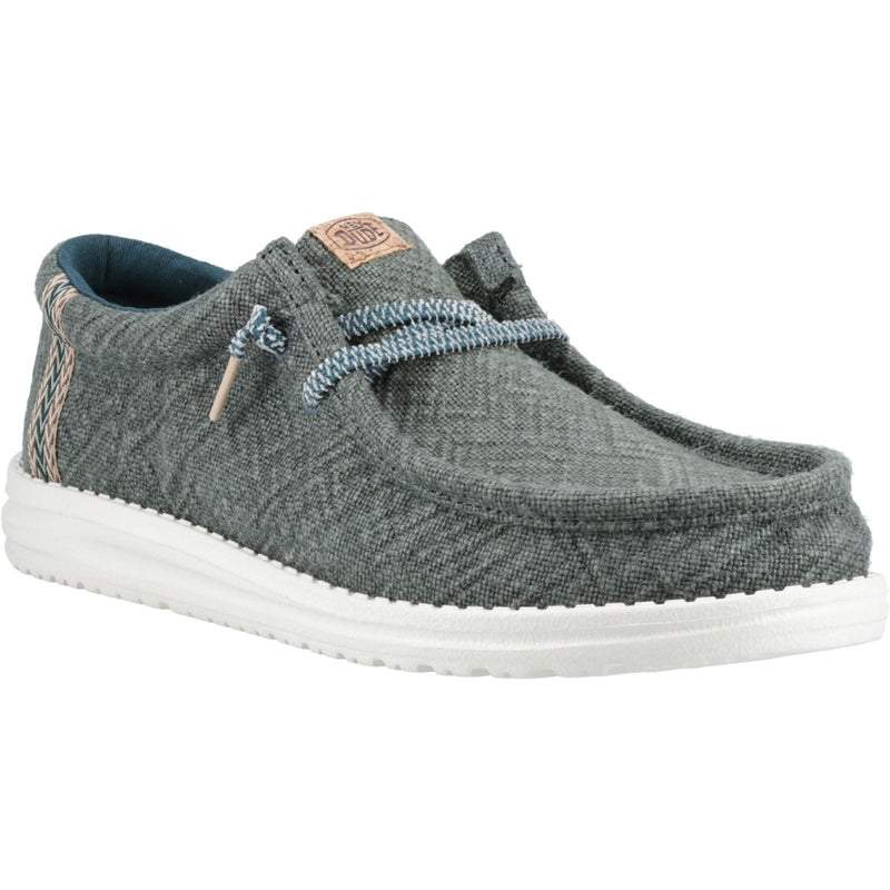 HEYDUDE Wally Jute Chaussures Mocassins Pour Hommes En Jute Vert Mer.