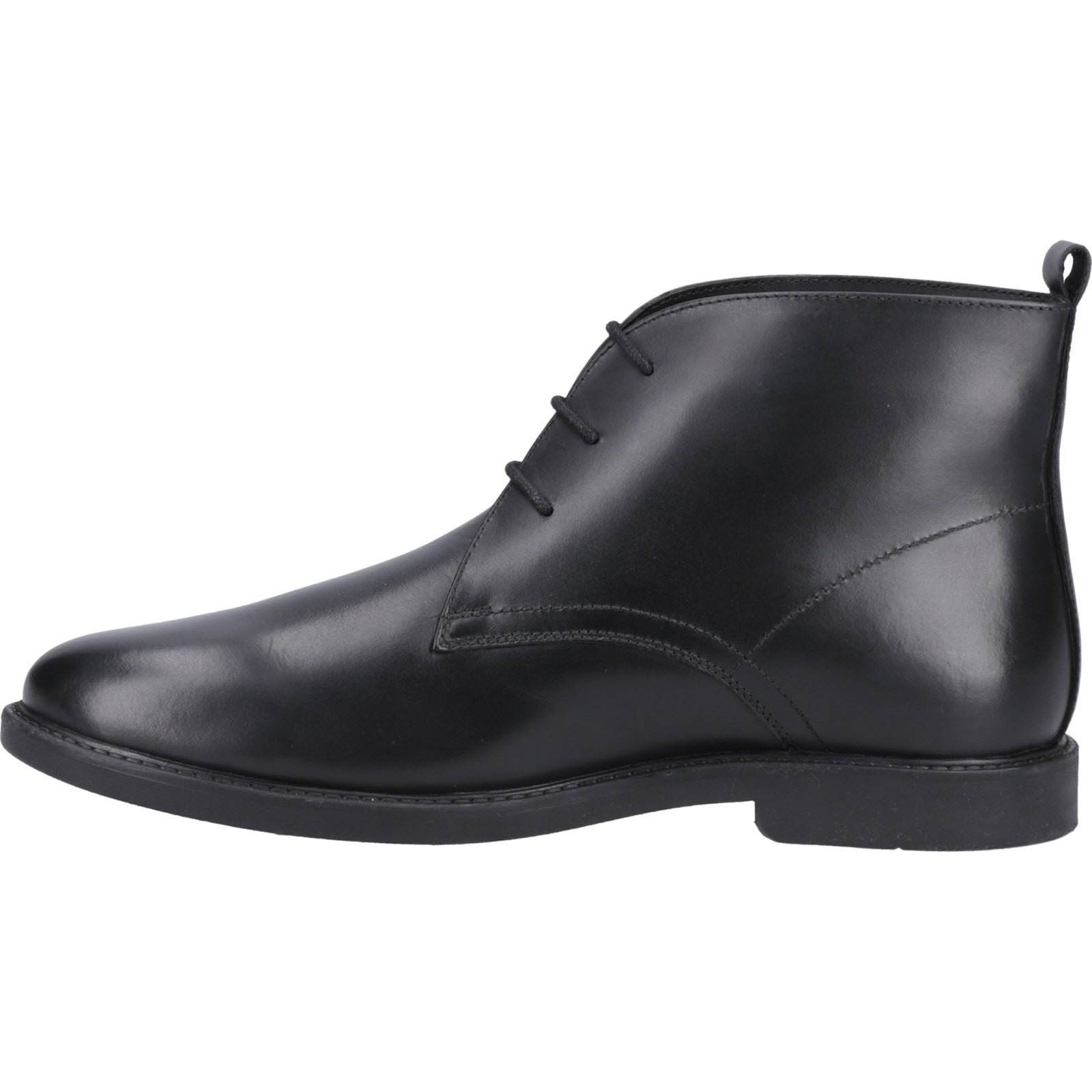 Hush Puppies Tate Senior Bottes Noires En Cuir Pour Garçons