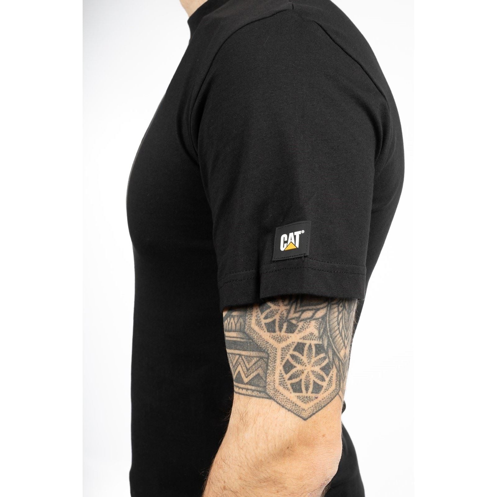 Caterpillar Essentials Short Sleeve T-Shirts À Manches Courtes Noirs En Coton Pour Hommes