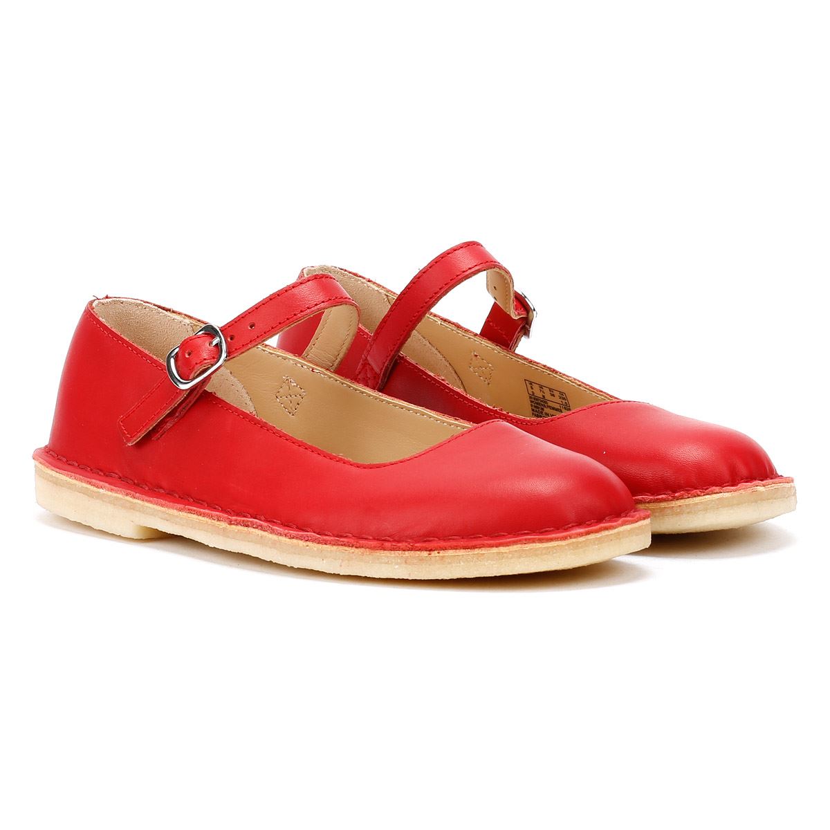 Clarks Originals Desert Jane Chaussures Rouges En Cuir Pour Femmes