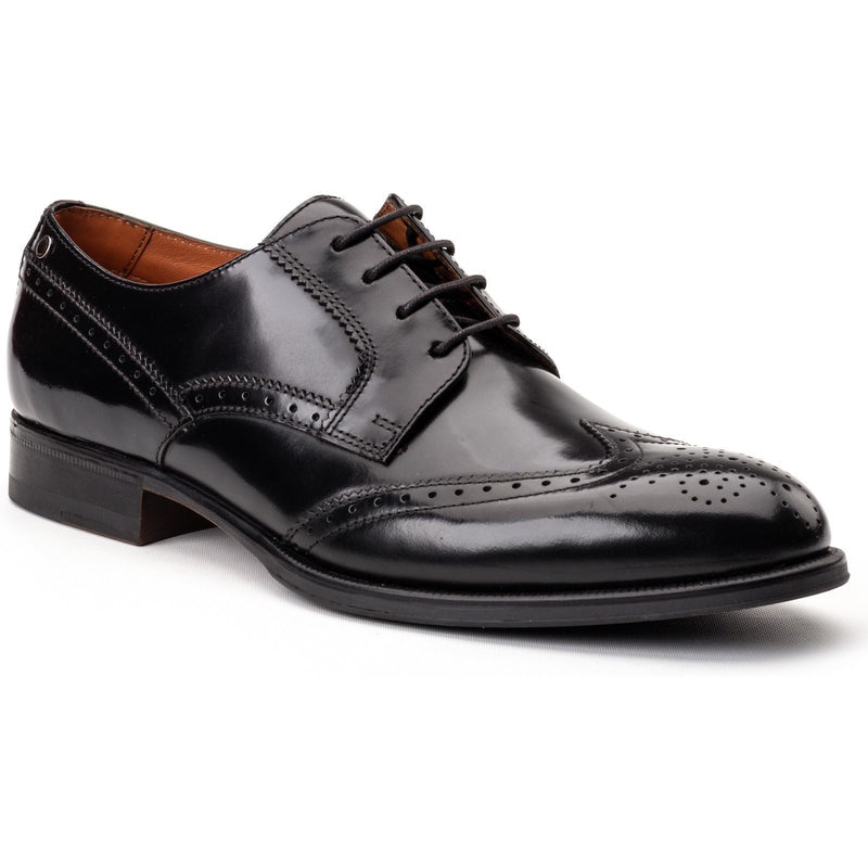 Base London Bell Chaussures Richelieu Noires En Cuir Pour Hommes