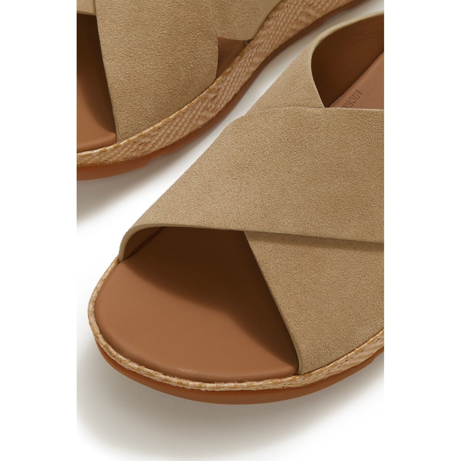 Fitflop Lulu Lux Graphic-Weave Sandales Cappuccino Pour Femmes En Suède