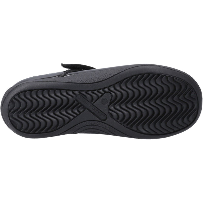 Hush Puppies Caitlin T-Bar Chaussures Noires Pour Filles En Cuir