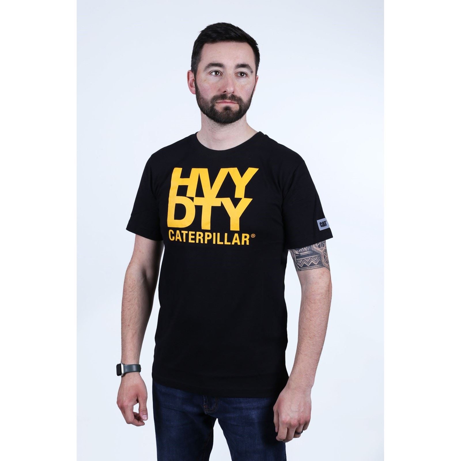 Caterpillar Heavy Duty T-Shirts À Manches Courtes Noirs En Coton Pour Hommes