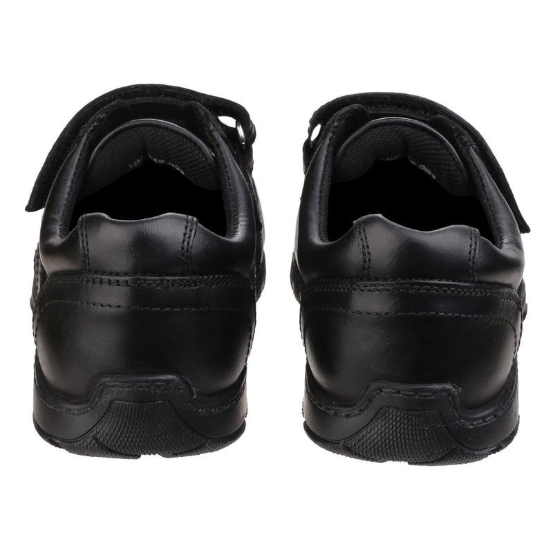 Hush Puppies Freddy 2 Junior Chaussures Noires Pour Garçons En Cuir.