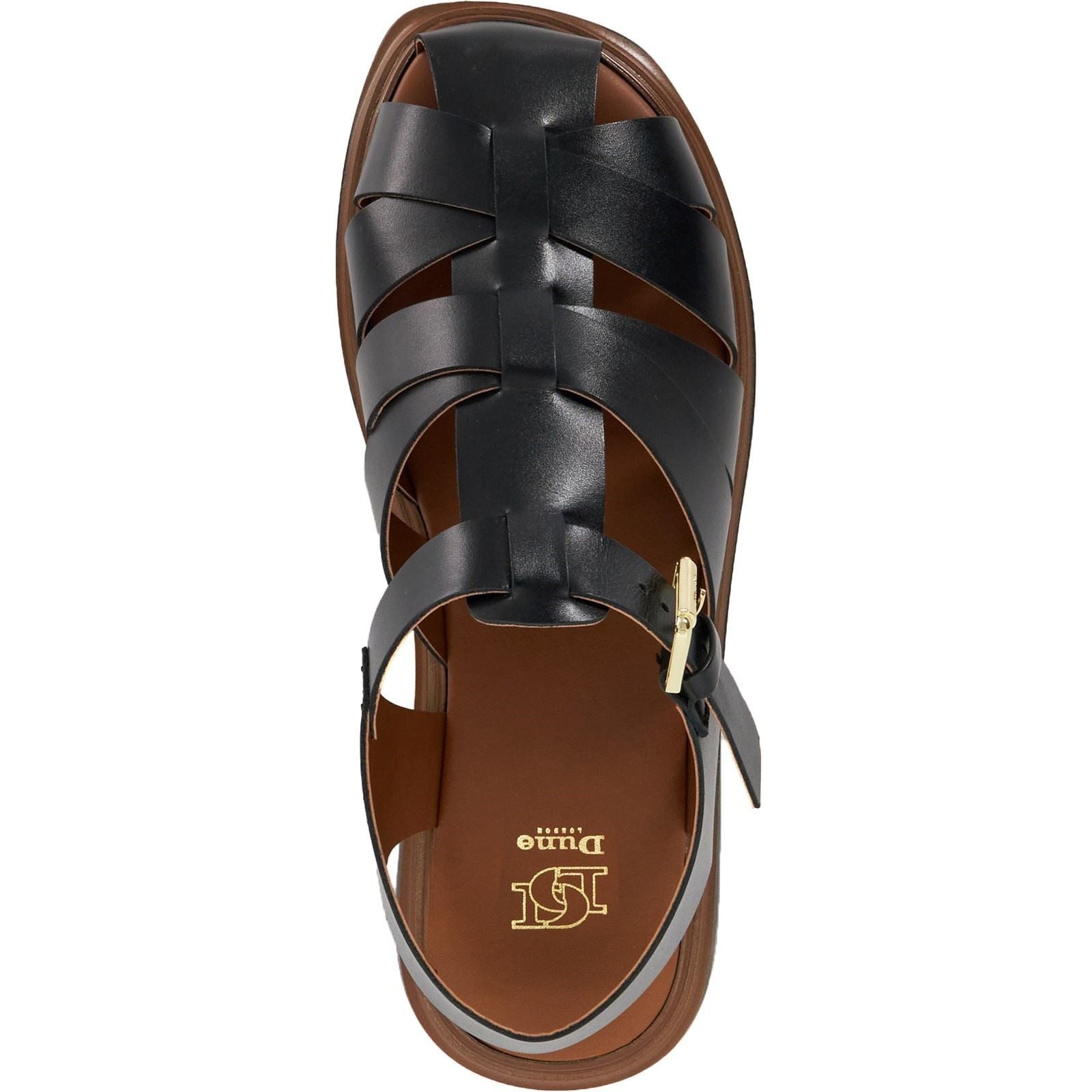 Dune Lisherman Sandales Noires Pour Femmes En Cuir