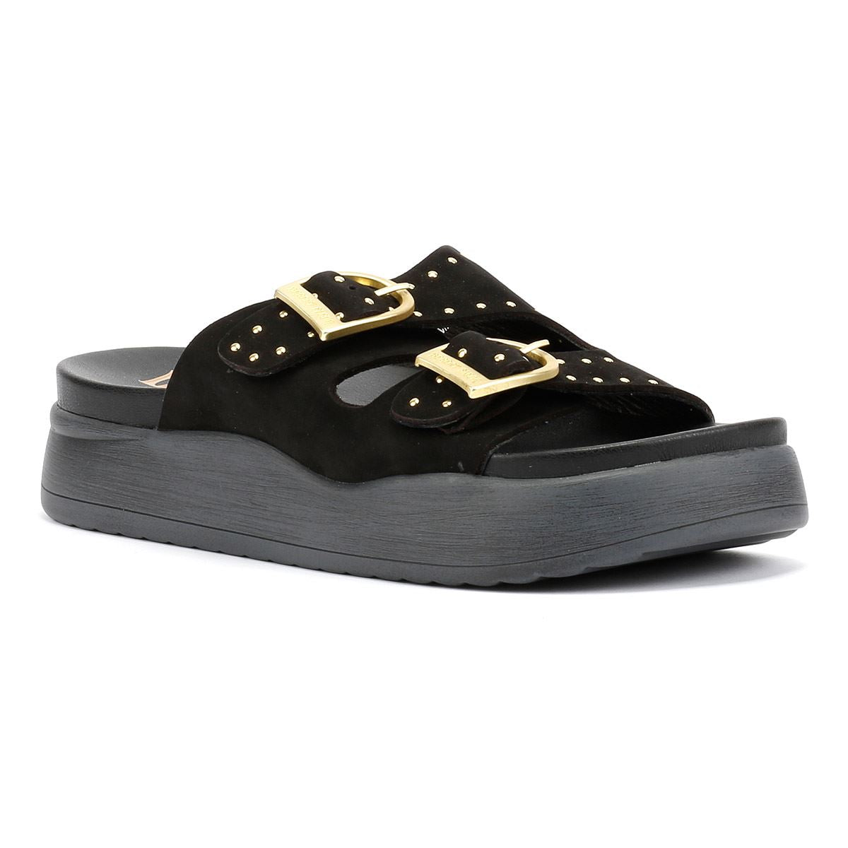 Desert Fleur Girasol Sandales Noires Pour Femmes En Nubuck