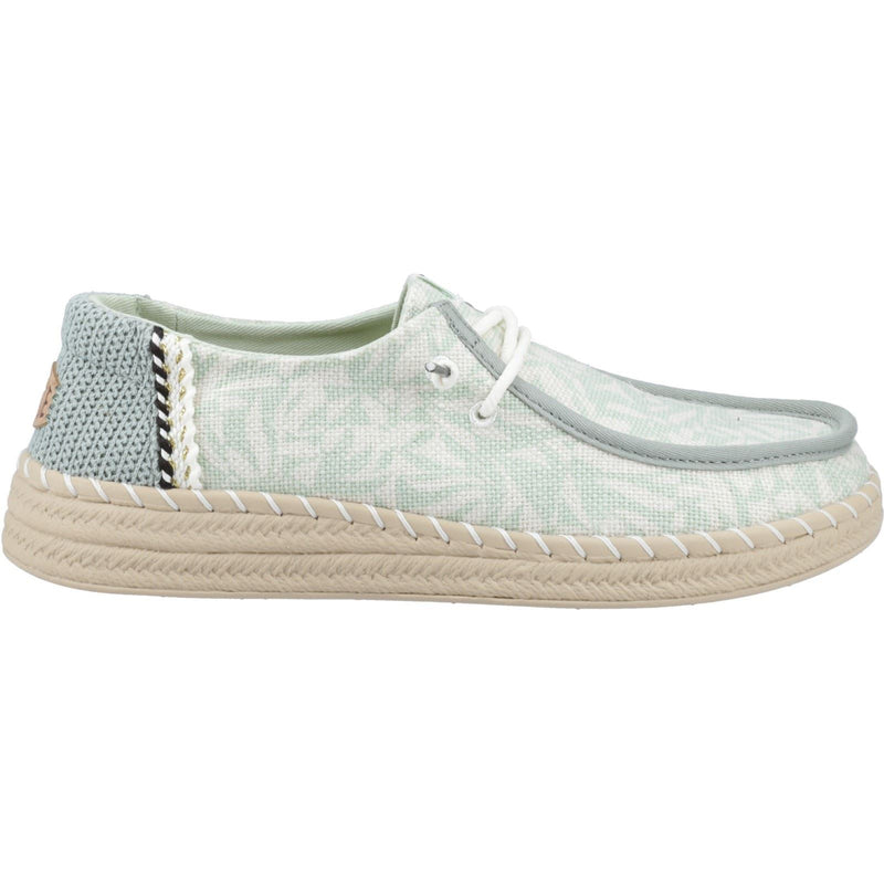 HEYDUDE Wendy Espadrille Retro Palm Espadrilles En Coton Mélangé Pour Femme En Vert Céladon/Blanc