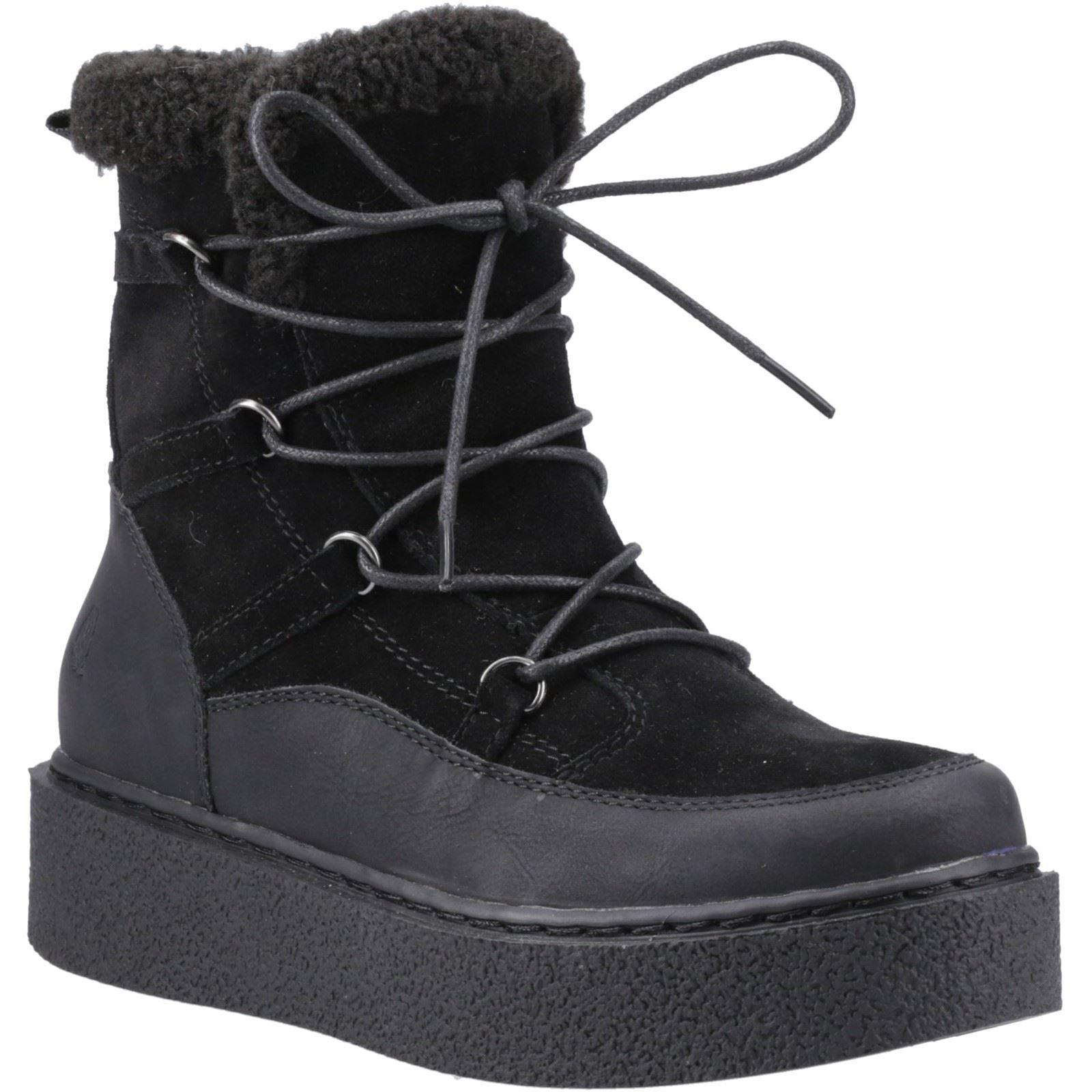 Hush Puppies Bronte Femmes Suède Bottes Mi-mollet Hiver Noires