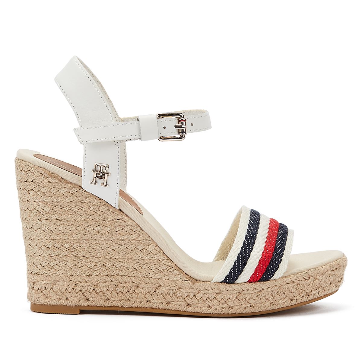 Tommy Hilfiger Corporate Wedge Ecru Sandales blanches pour femmes