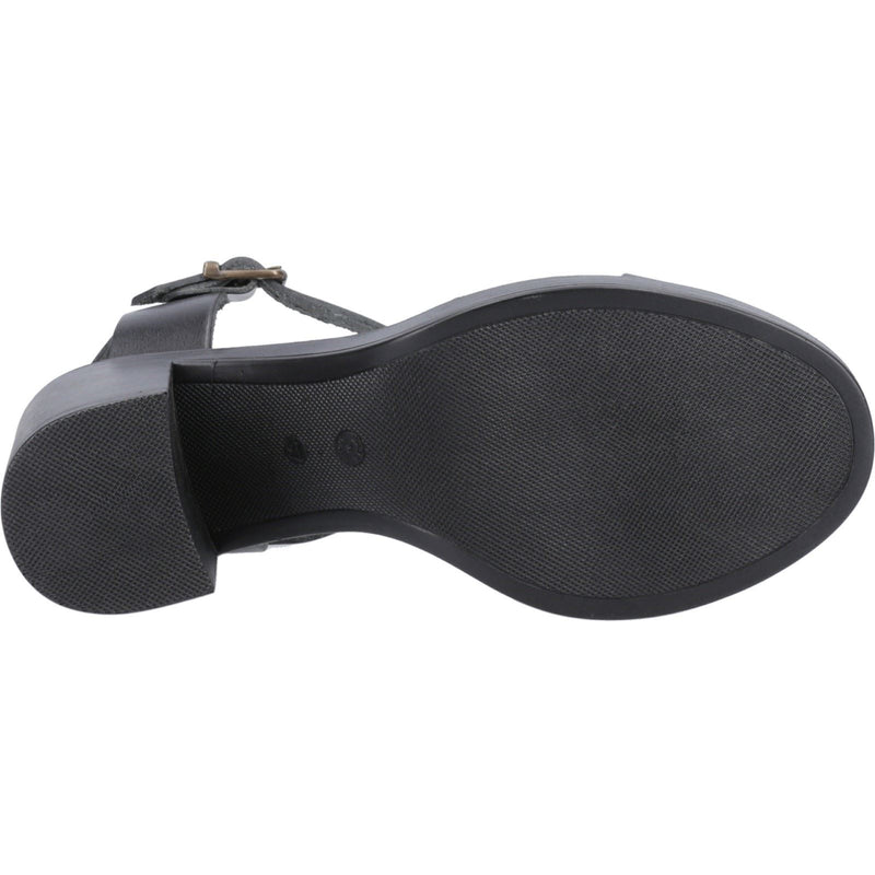 Hush Puppies Georgia Sandales Noires En Cuir Pour Femmes