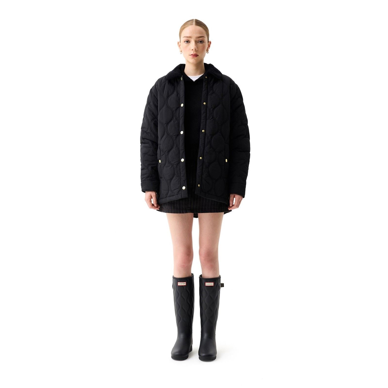 Hunter Witton Quilted Shacket Veste Matelassée Noire Pour Femmes