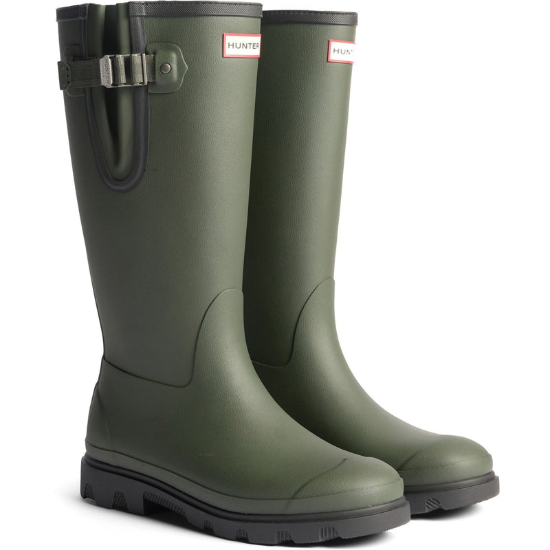 Hunter Field Downpour Bottes De Wellington En Caoutchouc Pour Femmes Vert Olive Foncé/Noir