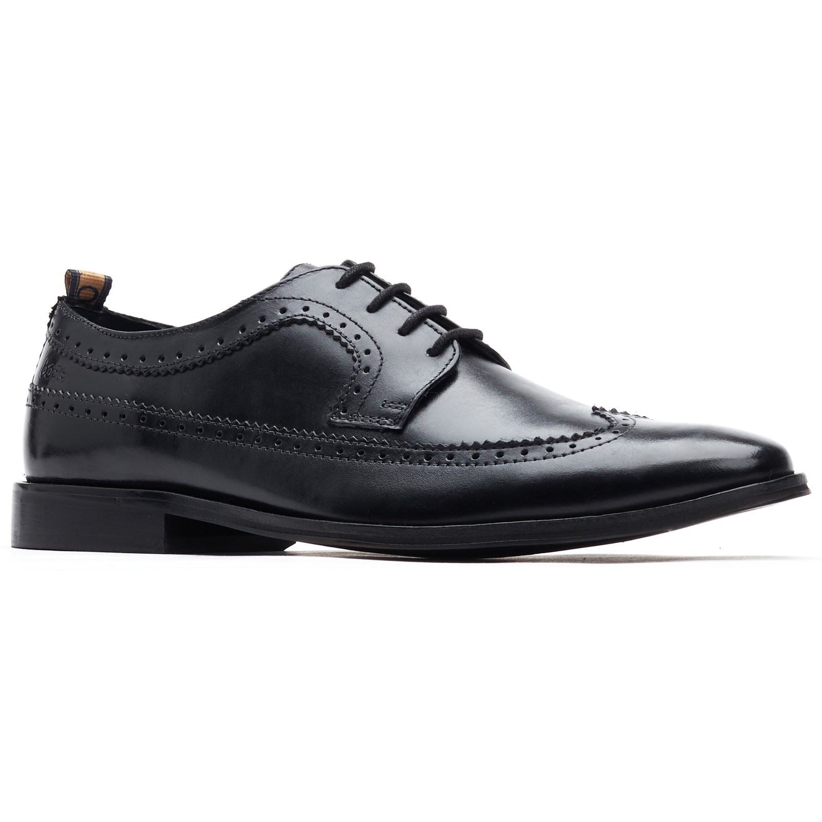 Base London Havisham Chaussures Richelieu Noires En Cuir Pour Hommes