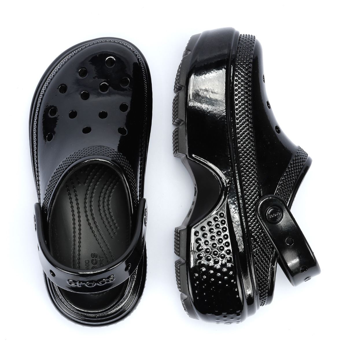 Crocs Stomp High Shine Sabots Noirs