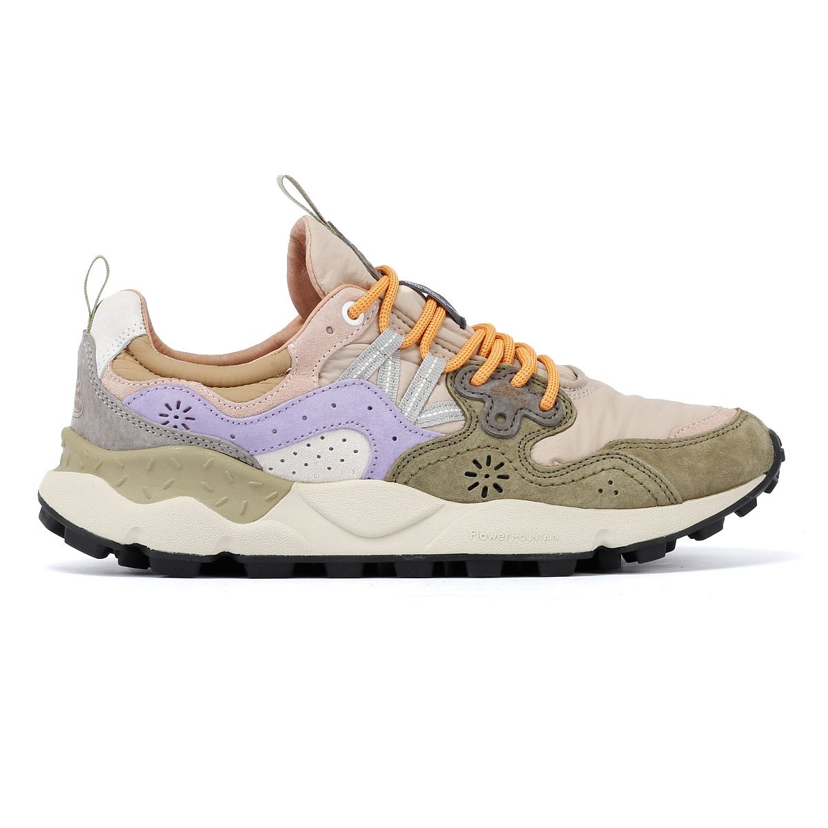 Flower Mountain Yamano 3 Baskets En Daim Vert Militaire/Taupe/Violet