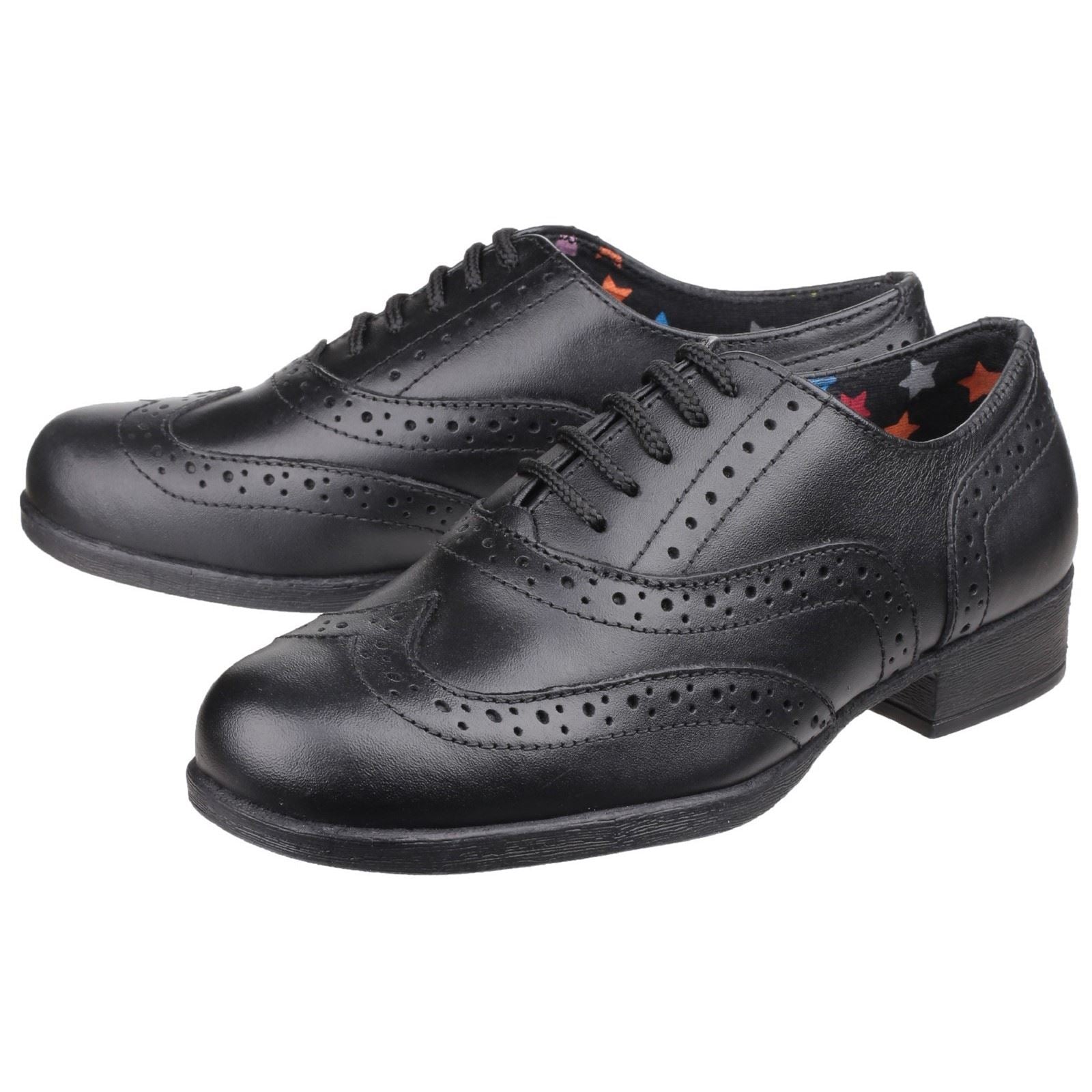 Hush Puppies Kada Junior Chaussures Noires Pour Filles En Cuir