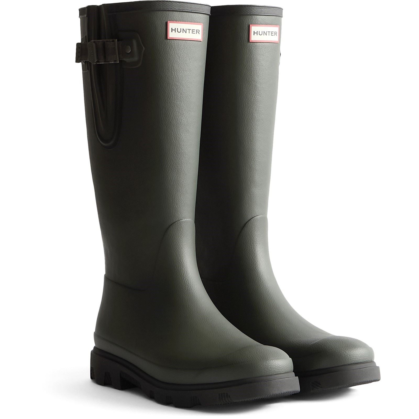 Hunter Downpour Adjustable Bottes De Wellington En Caoutchouc Pour Hommes Vert Olive Foncé/Noir