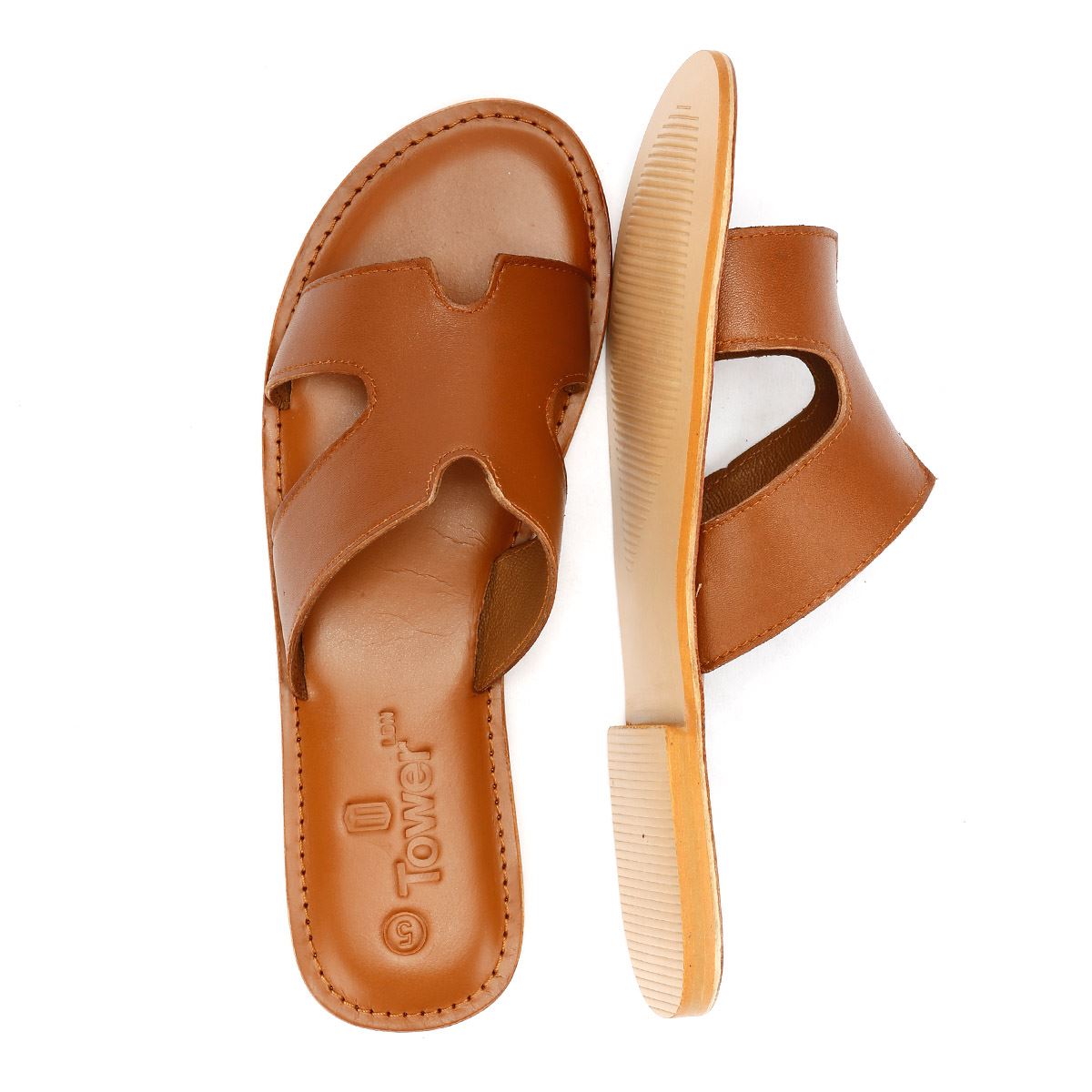 Tower London Cut Out Mules En Cuir Pour Femmes Marron