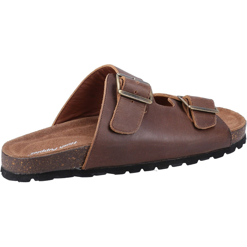 Hush Puppies Nash Slider Sandales Homme En Cuir Marron