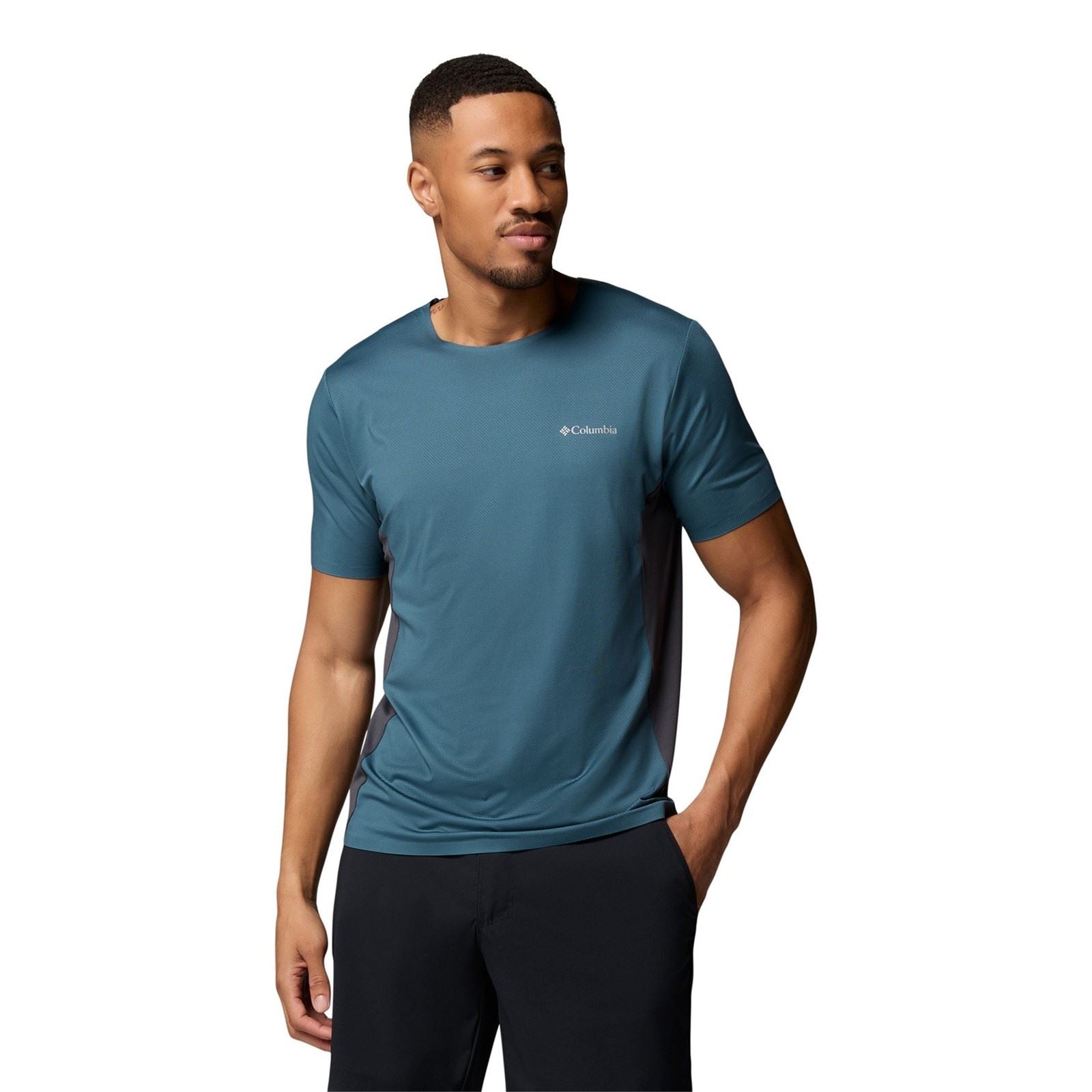 Columbia Three Pitch SS Crew T-Shirts De Sport Pour Hommes En Polyester Bleu