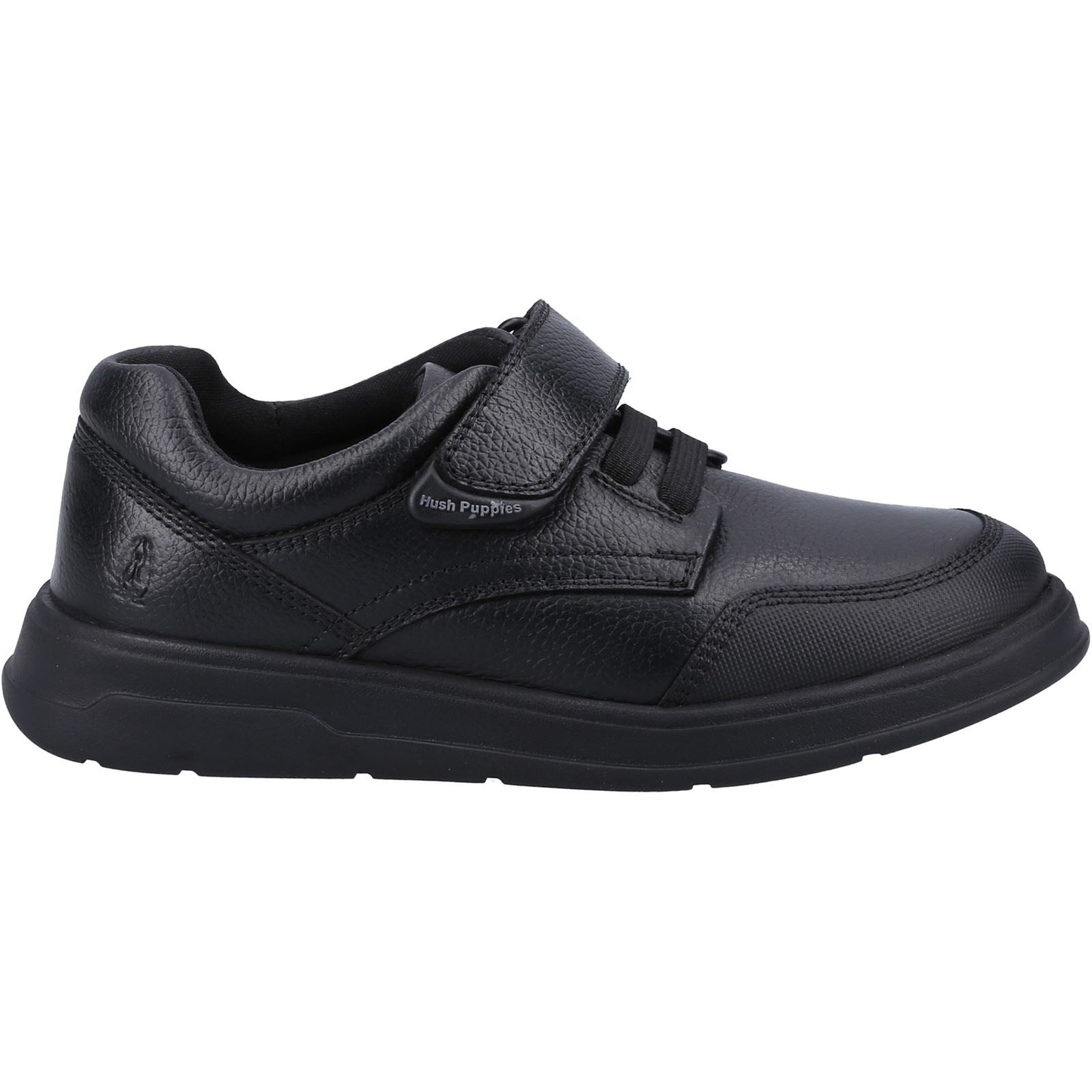 Hush Puppies Rowan SNR Chaussures Noires Pour Garçons En Cuir À Lacets