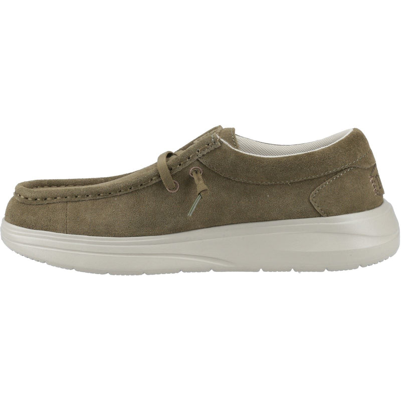 HEYDUDE Wally X Suede Chaussures Mocassins Pour Homme En Suède Olive Foncé/gris Pierre